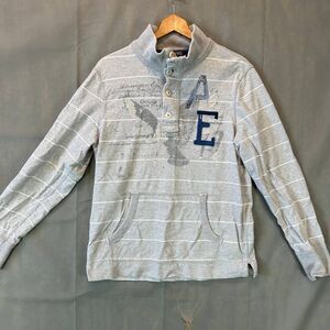 American Eagle Outfitters Fit Men's Size L Grey Striped Pullover Sweatshirt